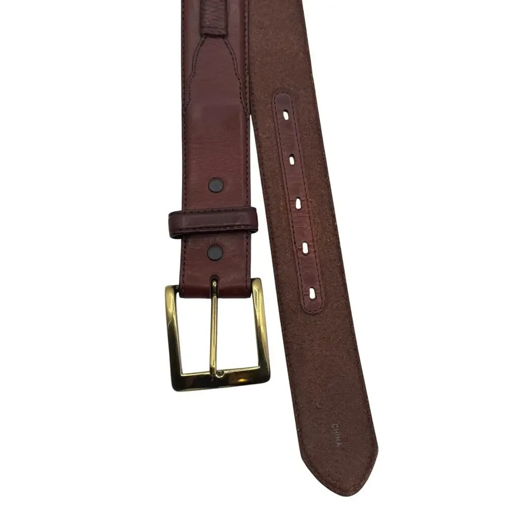 Orvis Mens Shotshell Belt Size 34 Brown Leather Brass Buckle Concho Braided Hunt